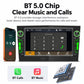 7-inch car MP5 multimedia receiver showing BT calling keypad and music icons on screen