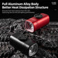Red and black bike headlight bodies with LED front lens for night visibility.