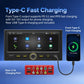 MP5 car stereo with Type-C fast charging port and charging indicator on screen