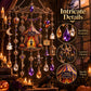Halloween wind chime with sparkling purple crystal drops and layered charm strands