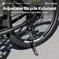 Adjustable bicycle kickstand, black support leg with red adjustment knob