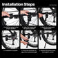 Portable bike kickstand bracket with red length adjust button and wheel clamp