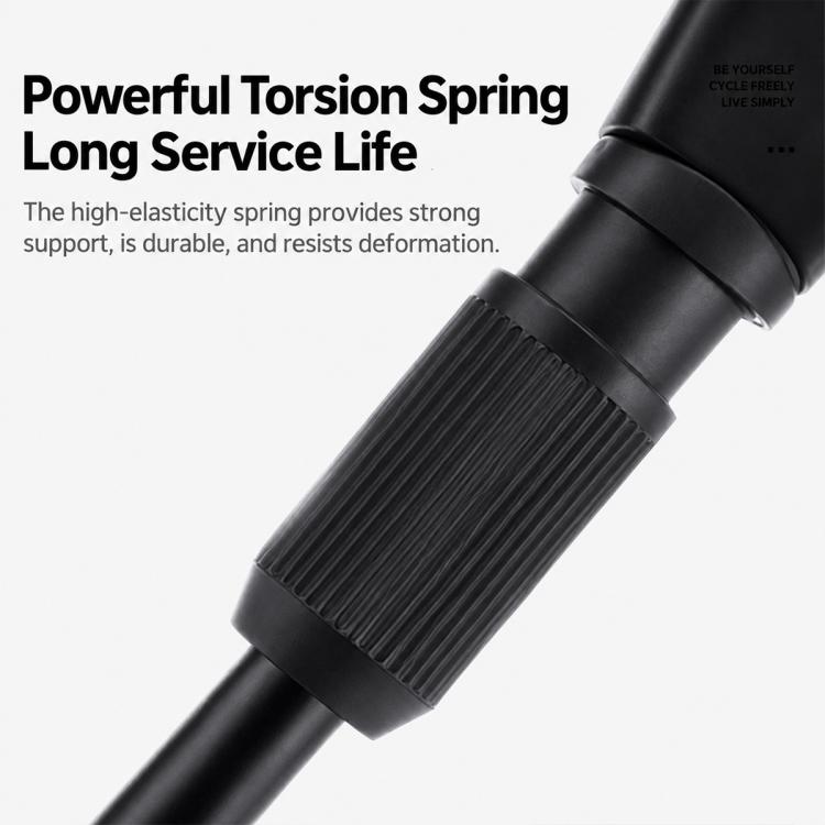 Black kickstand with ridged spring-tube sleeve for secure grip