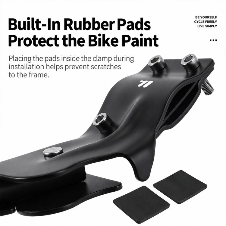 Kickstand clamp with built-in rubber pads and black mounting plate