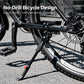 No-drill bicycle kickstand clamped to frame with black support leg