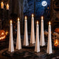 Halloween ghost-shaped LED flameless candles with glowing tips and black face dots