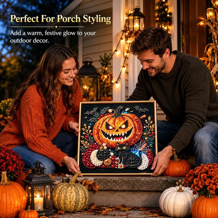 Dark Halloween Diamond Painting Kit, 20cm  Frameless, 30cm Frameless, 20cm With Frame, 30cm With Frame