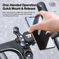 Bike phone mount with quick release for one-handed phone insertion, black cradle and grips.
