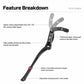 Kickstand with aluminum alloy body and adjustable clamping teeth, black stand