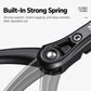 Kickstand hinge with built-in spring mechanism on black metal arm