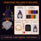 Diamond painting gnome ornament kit with pre-printed board, colored beads, and tools