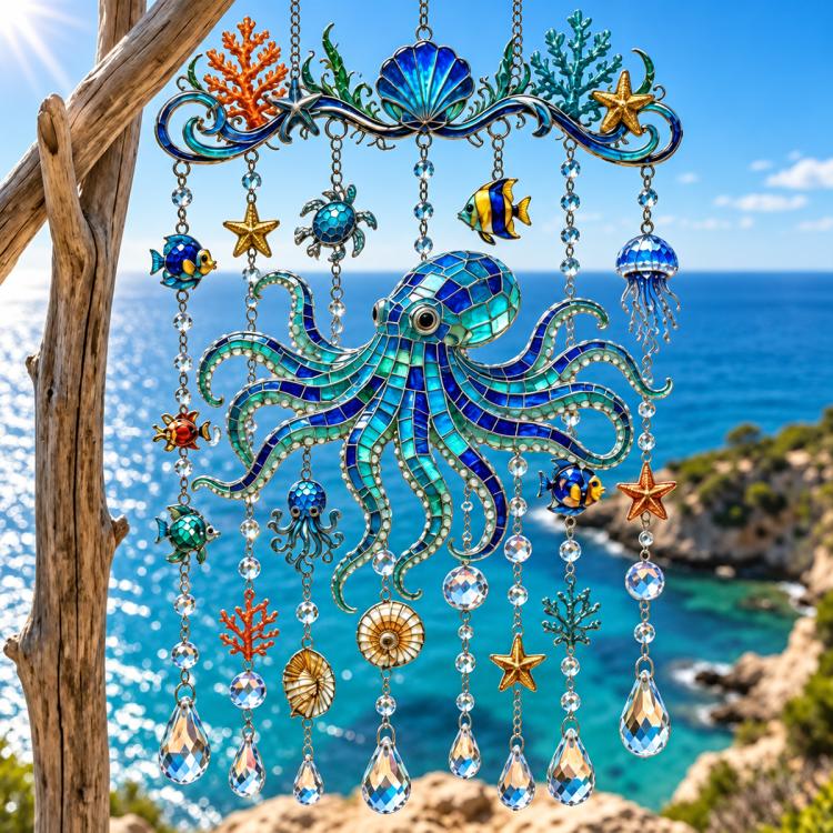 Ocean Acrylic Pendant Sparkling Ocean Garden Ornaments, Acrylic