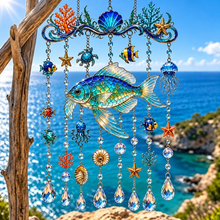 Ocean Acrylic Pendant Sparkling Ocean Garden Ornaments, Acrylic