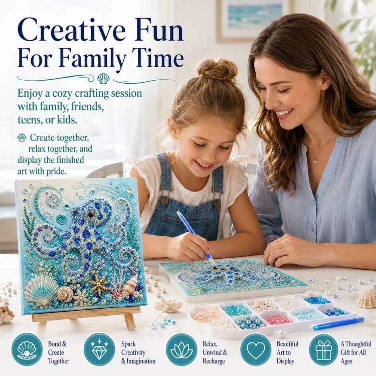 Ocean pearl art DIY kit artwork canvas with blue sea turtle rhinestone bead design