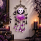 Halloween vampire ghost wind chime with purple body, black bat wings, and purple crystal drops