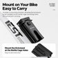 Black crank kickstand mounting bracket attaches to bottle-cage mounting holes