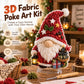 3D fabric poke art kit box with red and green gnome design and tool