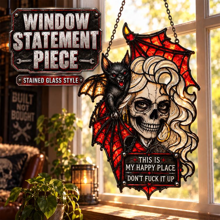 Happy Place Garage Wall Sign Wall-mounted Decorative Ornament, Wrought Iron, Acrylic