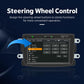 Car MP5 player showing steering-wheel control menu on the screen