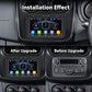 Car MP5 head unit display showing navigation and BT music interface