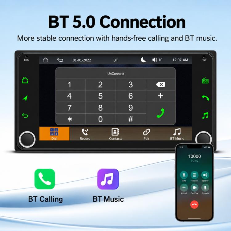 7 inch Car MP5 Player Wireless Central Control Smart Screen with Button for Toyota Corolla, with Button