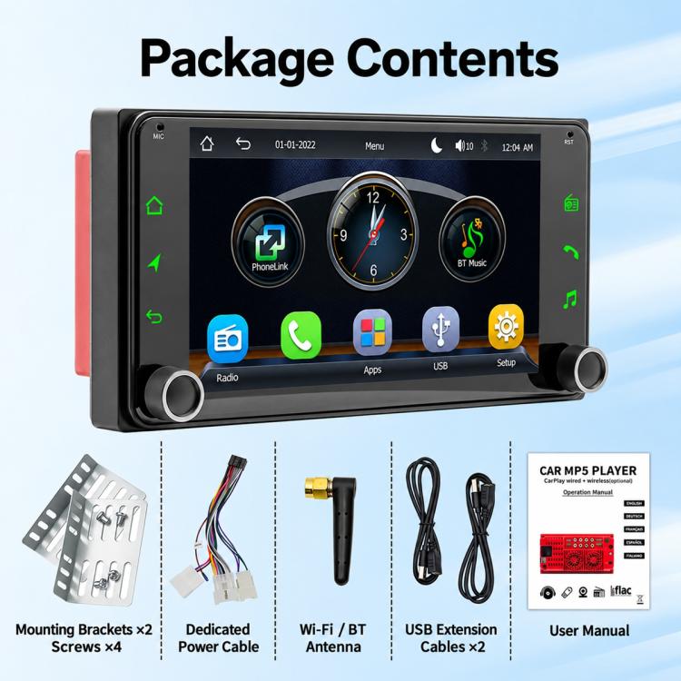 7 inch Car MP5 Player Wireless Central Control Smart Screen with Button for Toyota Corolla, with Button