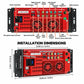 Car MP5 receiver rear ports diagram with installation dimensions and connector labels