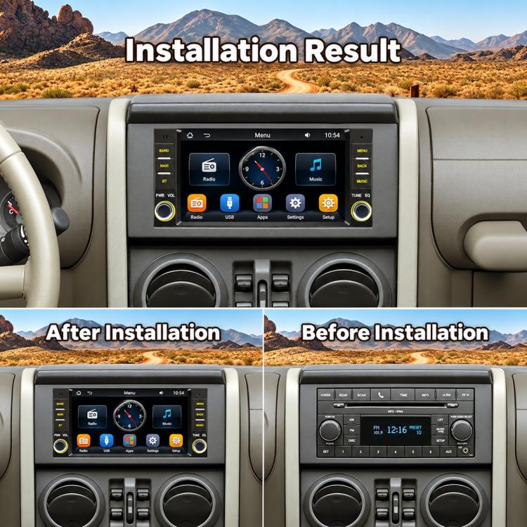 7-inch car MP5 player installed in car dashboard with touchscreen