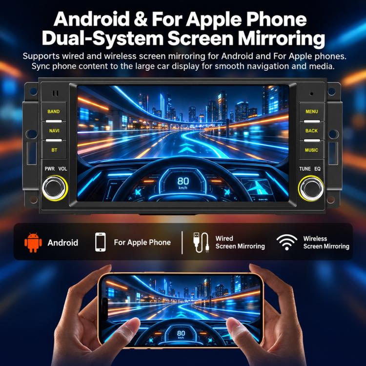 7-inch car MP5 player with dual-system screen mirroring interface