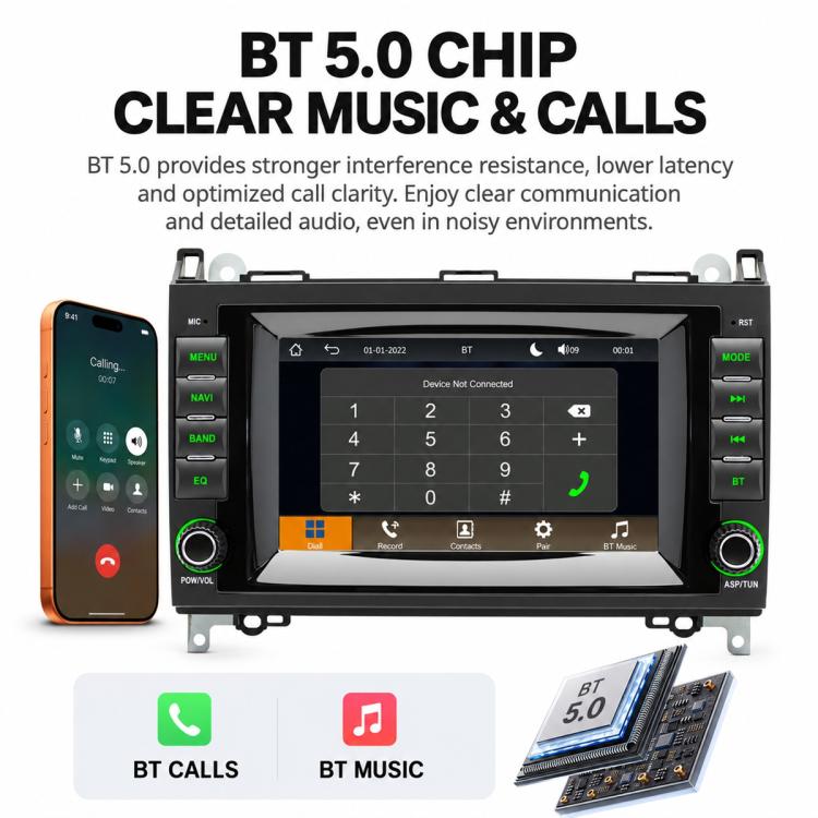7-inch car MP5 player with Bluetooth call and music touchscreen display