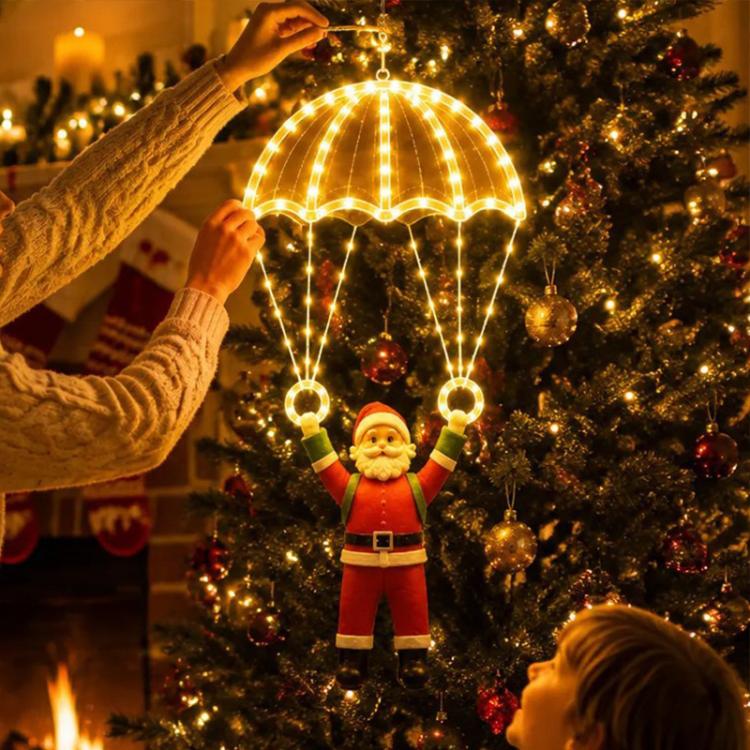 Warm LED Santa parachute pendant light with glowing dome and hanging rings