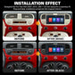 In-dash MP5 player installation comparison with touchscreen head unit, black and beige