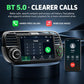 Car MP5 player with touchscreen keypad and hands-free calling interface, black
