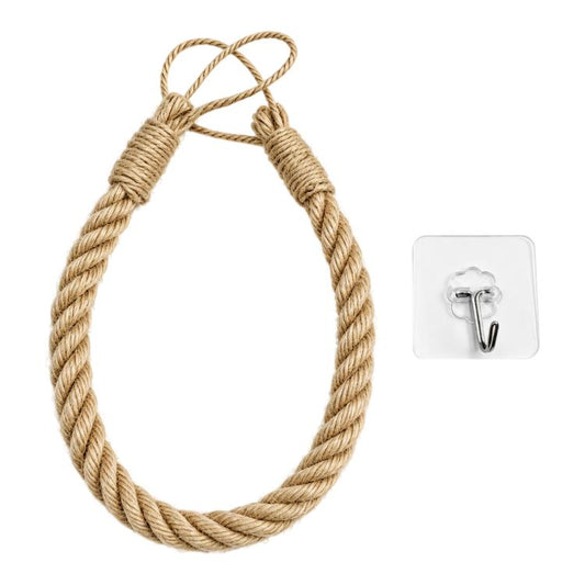 Wooden Twine Toilet Paper Holder Towel Rack with Hooks, Ordinary Hooks, Wooden Hooks