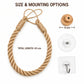 Twine toilet paper holder with rope loop, mounting parts and dimensions
