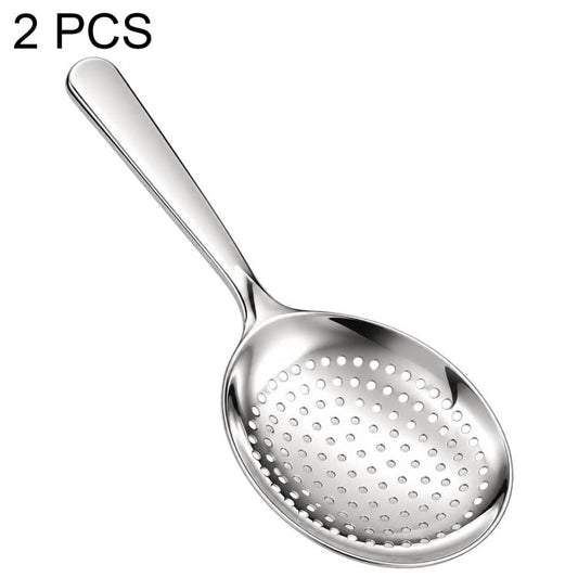 LsCook 2 PCS / Pack Short Handle 410 Stainless Steel Multifunctional Soup Spoon, Slotted Spoon, Round Spoon