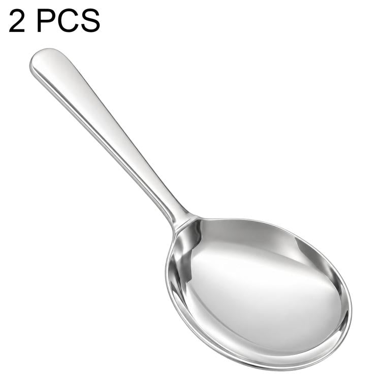 Stainless steel round soup spoon with short handle and smooth oval bowl