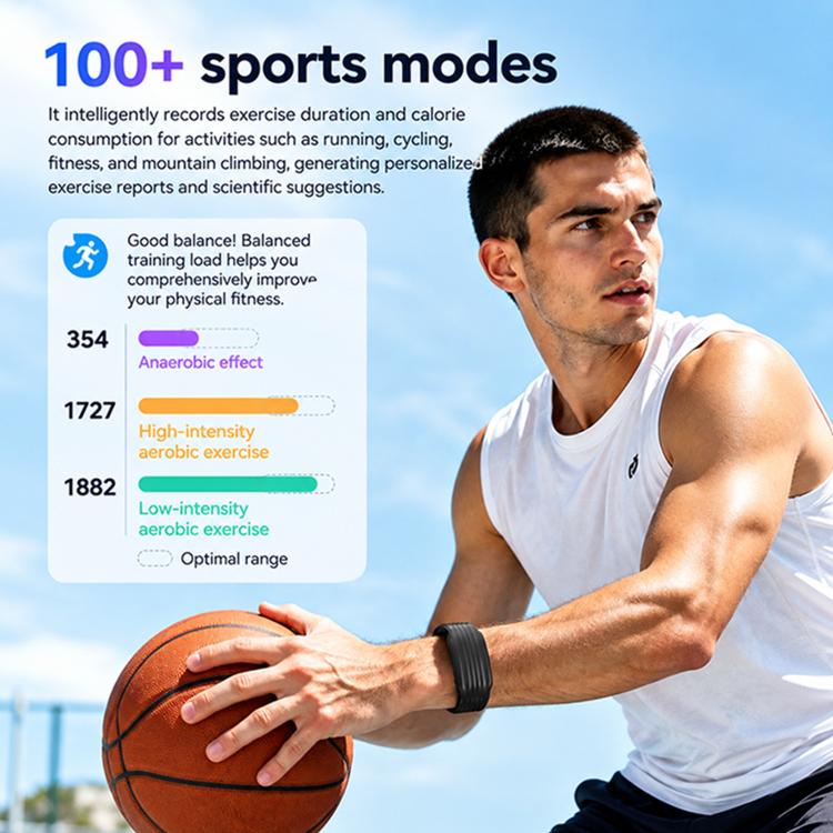 HT51 Screenless Fitness Tracker Band, Support Heart Rate / Sleep Monitoring, Dual Straps
