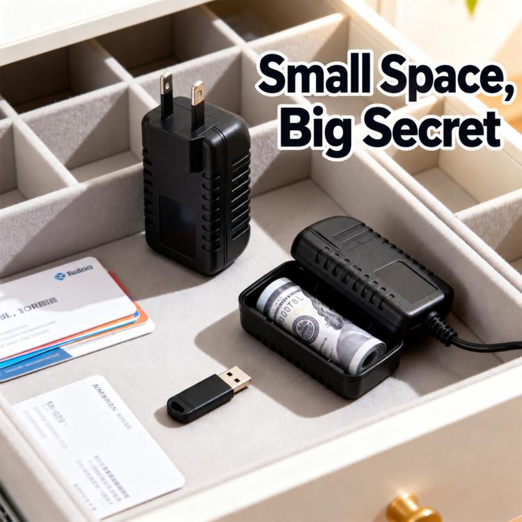 Outlet Style Secret Storage Box, Disguised Hidden Storage Container, Long Cable EU Plug, Short Cable EU Plug, Long Cable US Plug, Short Cable US Plug