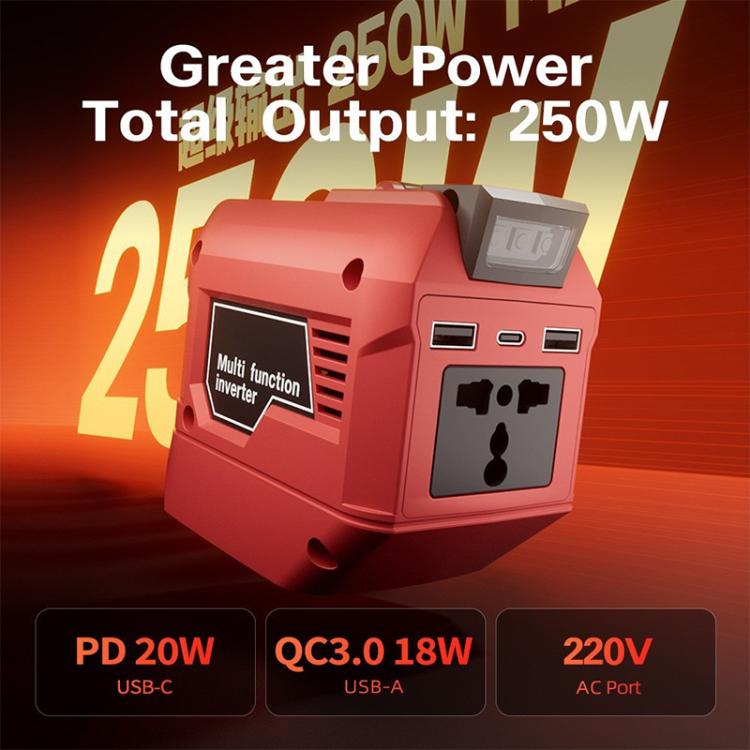 M7200 250W Portable Power Inverter, Multifunctional Battery Powered Inverter