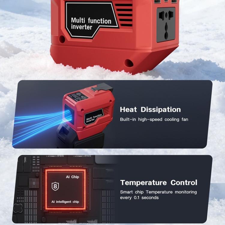 M7200 250W Portable Power Inverter, Multifunctional Battery Powered Inverter