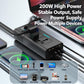 Black car power inverter with multiple charging outlets and blue LED indicator