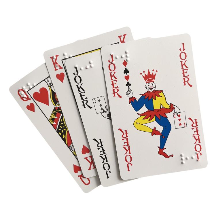 Braille Plastic Playing Cards, Front Raised Markings, Back Raised Markings