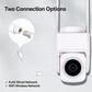 White security camera with dual antennas and RJ45/WiFi connection cables
