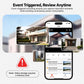 Outdoor WiFi security camera with motion alert app display on smartphone