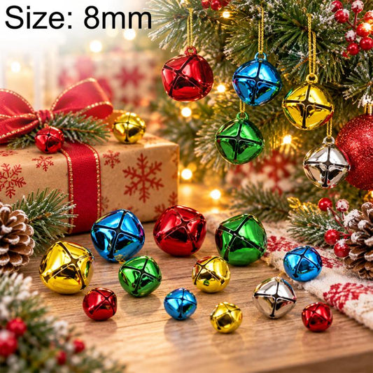 100 PCS/Pack Electroplated Hollow Cross Bells Christmas Tree Ornaments, 8mm, 10mm, 12mm, 13mm, 15mm, 18mm, 20mm, 25mm, 27mm, 30mm, 35mm, 38mm, 50mm