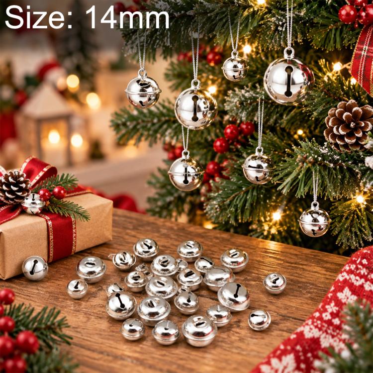 14mm silver electroplated pet bells, round jingle bells with hanging loop.