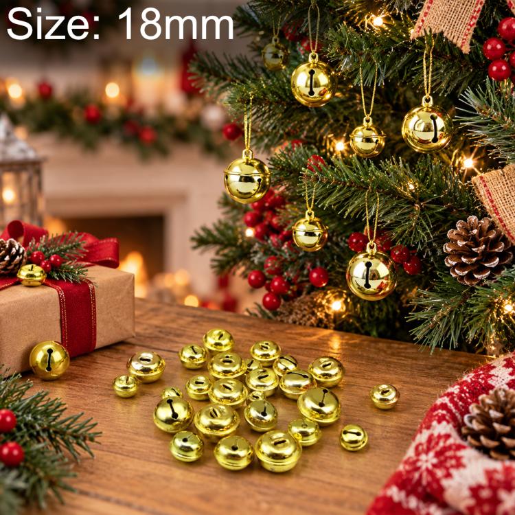 18mm gold electroplated pet bells, round jingle bells with hanging loop.