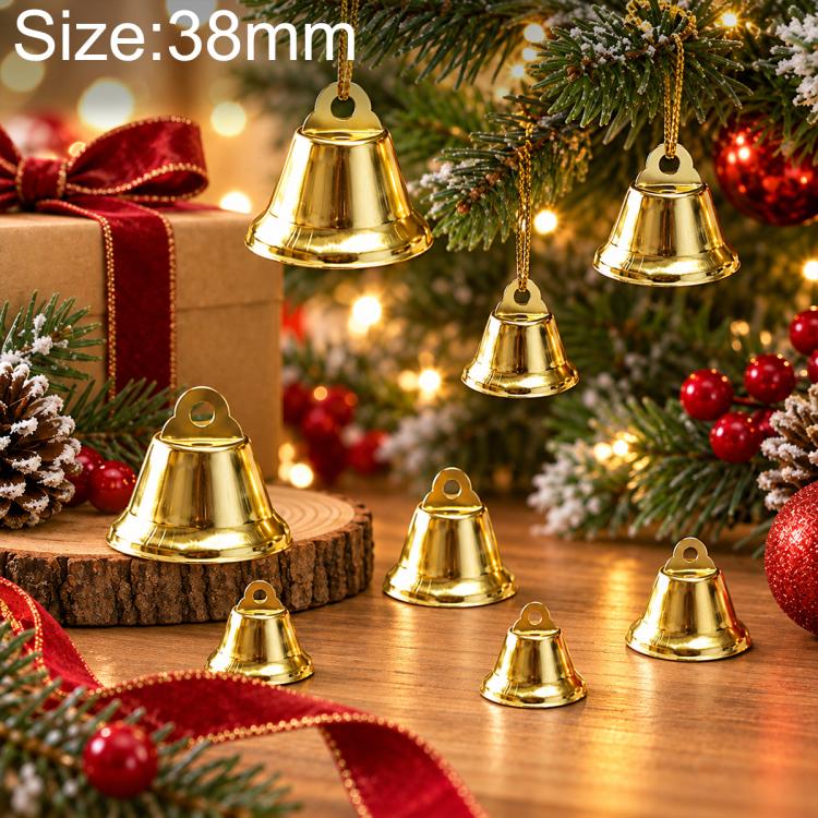 Christmas metal open bell, gold tone, 38mm jingle bell for crafts, 100-pack