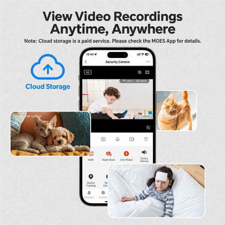 WCM-P67 3MP HD WiFi Security Camera Supports Night Vision & APP Remote Control, WCM-P67